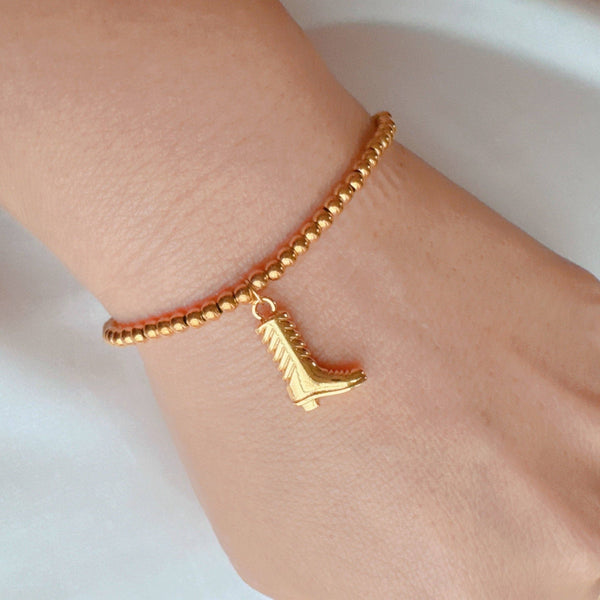 Golden Ball Single Charm Stretch Bracelet: Simply Cross