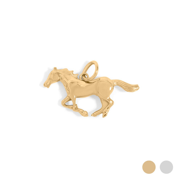18K Gold PVD Stainless Steel Western Horse Charm: Gold