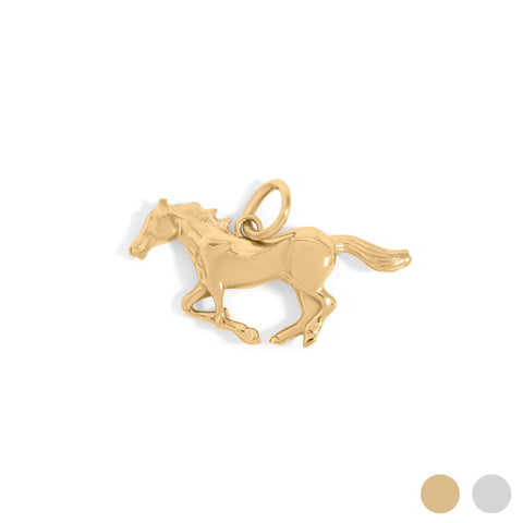 18K Gold PVD Stainless Steel Western Horse Charm: Gold