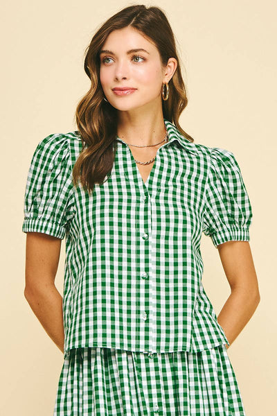 Gingham Button Down Shirt - Green