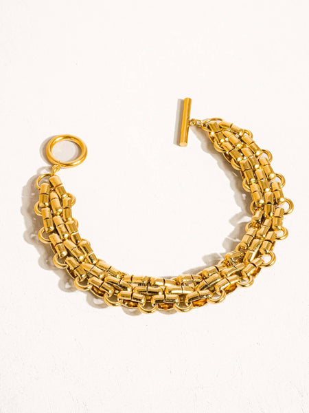 Non-Tarnish Bold Weave Bracelet: Gold