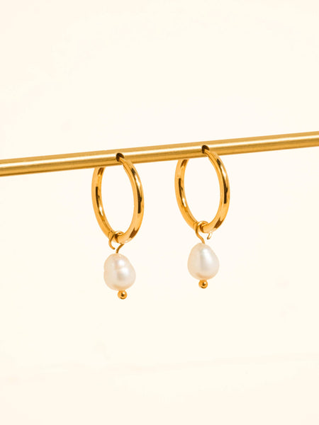 Non-Tarnish Classic Pearl Drop Earrings - Gold