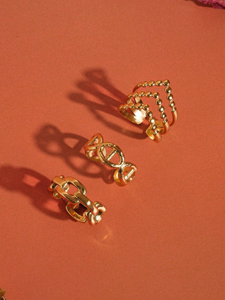 Trilayered Adjustable Ring: Gold