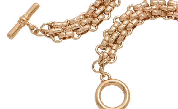 Estate Panther Chain Link Stainless Steel Necklace 14K Gold 