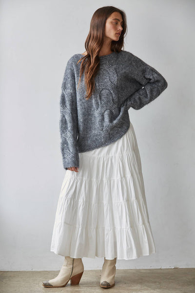 Sweater Knitted Polyester Acrylic Wool Pullover : Heather Grey