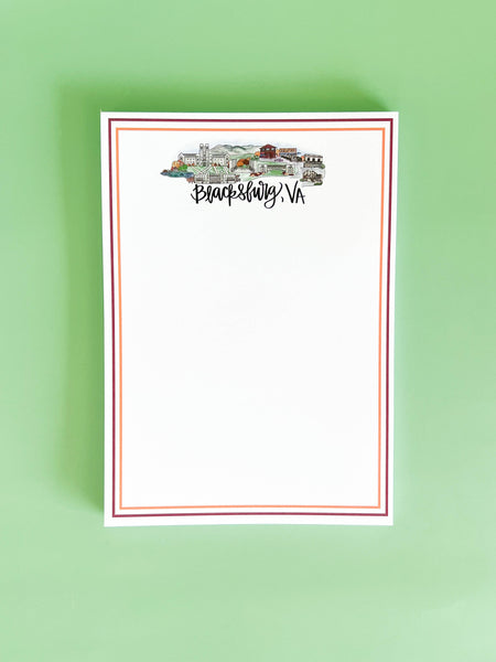 Blacksburg, Virginia Skyline Notepad - VT