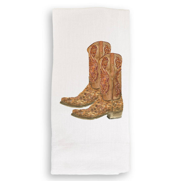 Brown Cowboy Boots: Dishtowel
