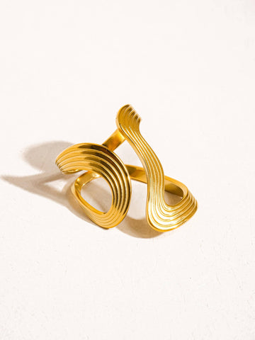 Wavy Abstract Ring - gold, non-tarnish, adjustable