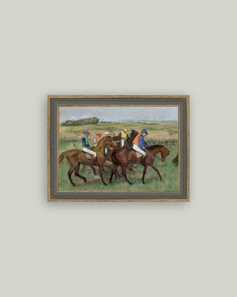 The Races Framed Antique Art: 15x11