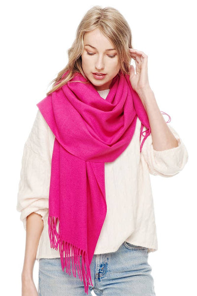 Soft Cashmere Solid Color Fringes Scarf: Heather Beige