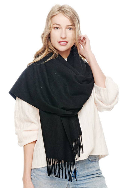 Soft Cashmere Solid Color Fringes Scarf: Heather Gray