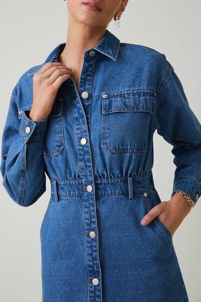 Long Sleeve Rivet Detail Mini Dress