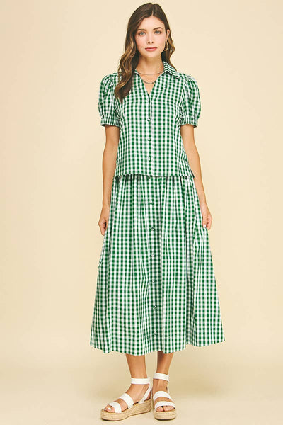 Gingham Button Down Shirt - Green