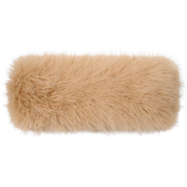 C.C Solid Color Long Faux Fur Headwrap: Beige