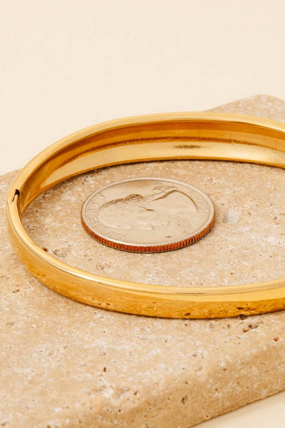 Rounded Hinge Bangle Bracelet - Gold