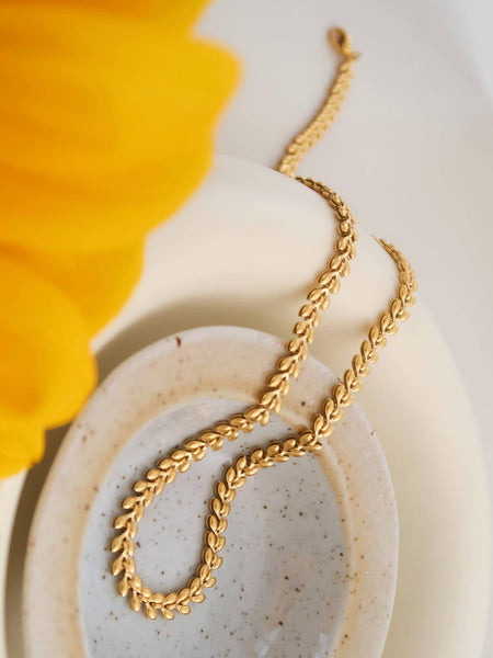 Classic Wheat Chain Necklace: Gold
