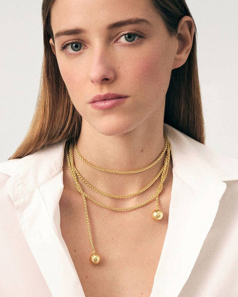 Lariat Rope Tassel Wrap Necklace - Gold