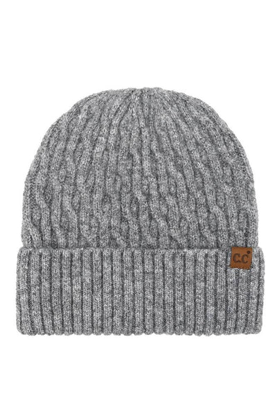 C.C Chain Link Cable Cuff Beanie: Taupe