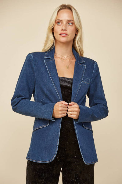 Structured Lined Denim Blazer
