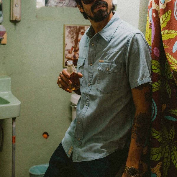 The Wyatt Pearl Snap Short Sleeve Solid Shirt: Antique White / XX-Large