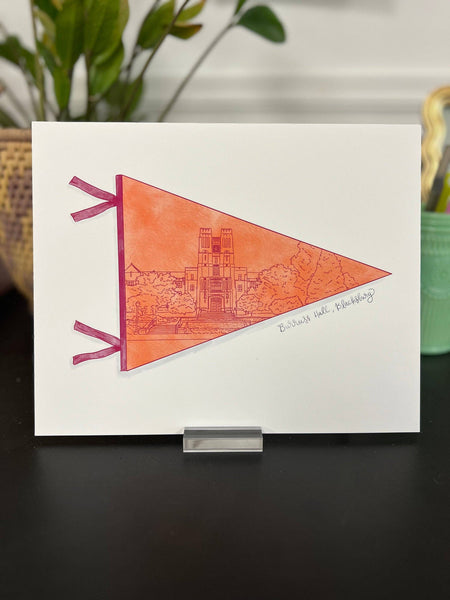 Blacksburg- Burruss Hall Pennant Print, Virginia College, Blacksburg Art Print