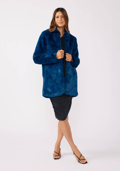 Retro Super Soft Faux Fur Coat: Vintage Pine / M
