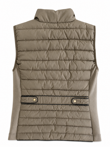 The Icon Perfect Fit Puffer Vest in Brown & Black: XS