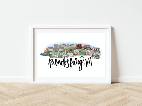 Blacksburg, Virginia Skyline Print 8x10