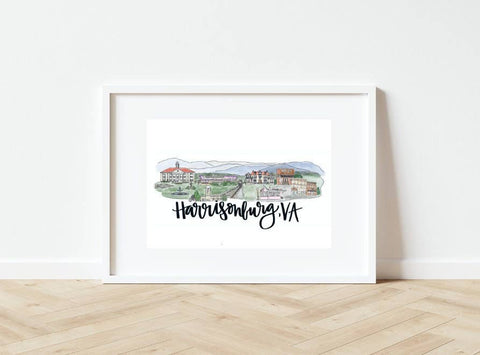 Harrisonburg, Virginia Skyline Print 8x10