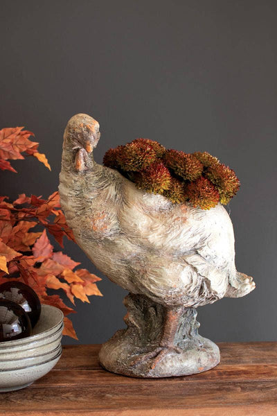 FAUX CONCRETE TURKEY PLANTER: Multi / Faux Concrete / 15" x 9" x 18.5"t