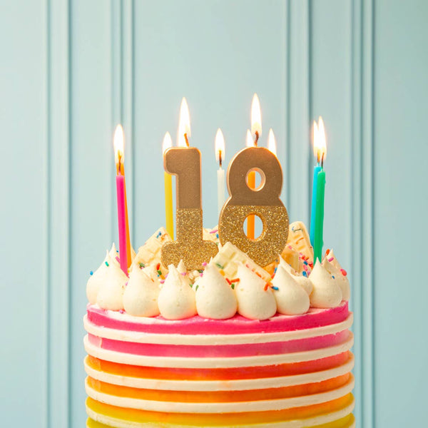 Gold Glitter 0-9 Number Candles