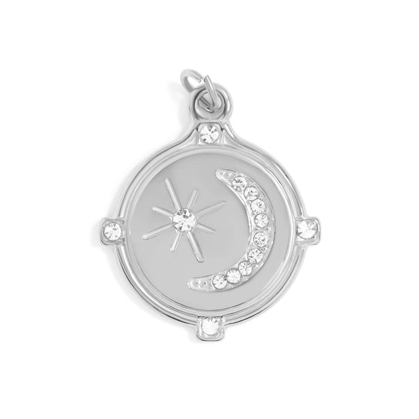 18K Gold PVD Stainless Steel Stone Moon And Star Pendant: Gold