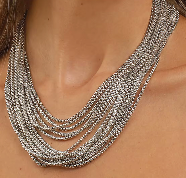 Layers and Layers Necklace - Silver Waterproof