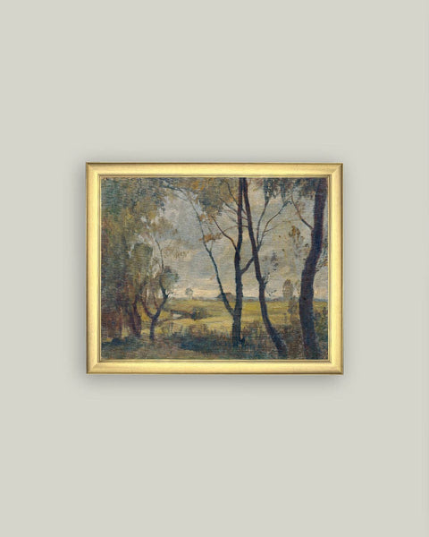 The Woods Framed Antique Art: 11x9