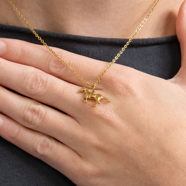 18K Gold PVD Stainless Steel Western Horse Charm: Gold