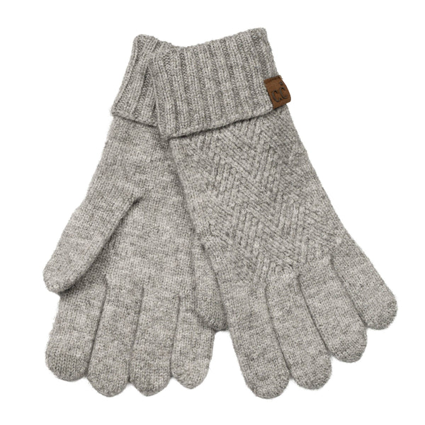 C.C Diagonal Pattern Striped Winter Gloves: Taupe