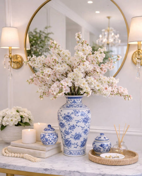 19 or 37”-Designer's Pick-Artificial Cherry Blossom Branch : Light Pink / Long-37"