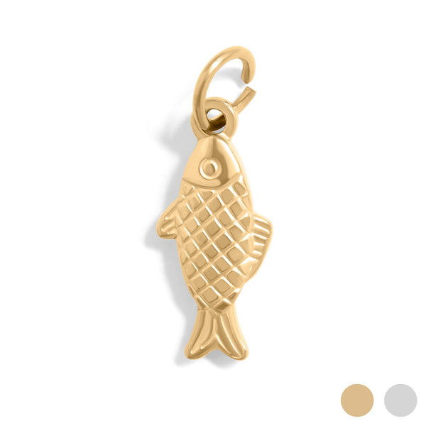 18K Gold PVD Stainless Steel Fish Charm: Gold