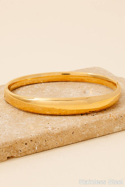 Rounded Hinge Bangle Bracelet - Gold