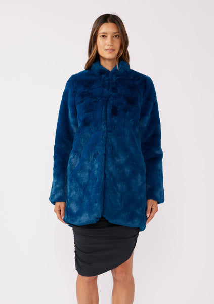 Retro Super Soft Faux Fur Coat: Vintage Pine / M