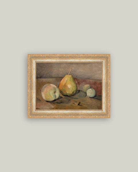 Pears and Apples Framed Antique Art: 9x7