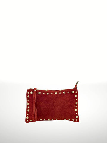Suede Leather Handbag: Red
