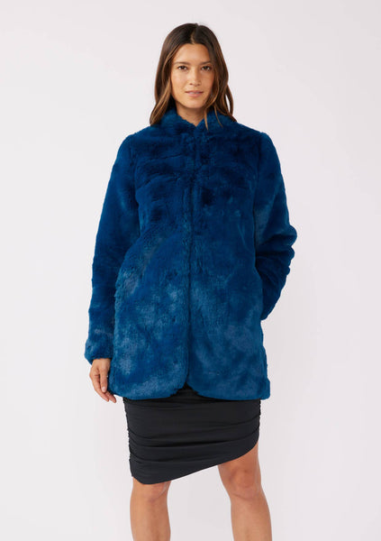 Retro Super Soft Faux Fur Coat: Vintage Pine / M