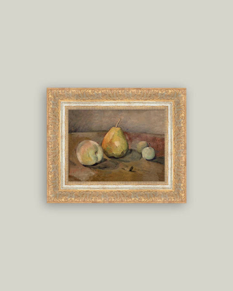 Pears and Apples Framed Antique Art: 9x7