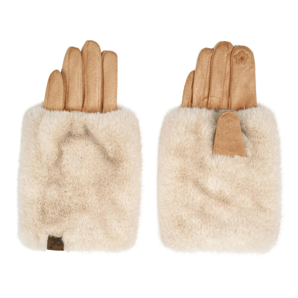 C.C Faux Fur Trim Winter Gloves: Black