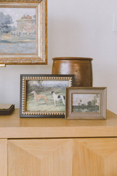 Greyhound Whippet Dogs Framed Antique Art: 10x8
