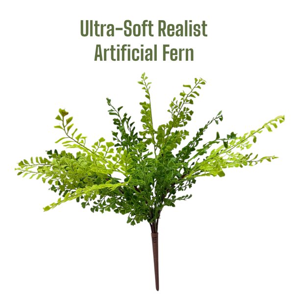 Realistic & Ultra-Soft Touch-21 Leaves-Artificial Fern Bush: Style C