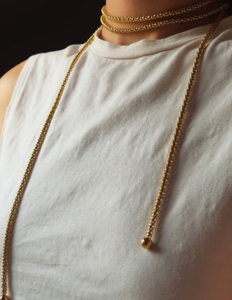 Lariat Rope Tassel Wrap Necklace - Gold