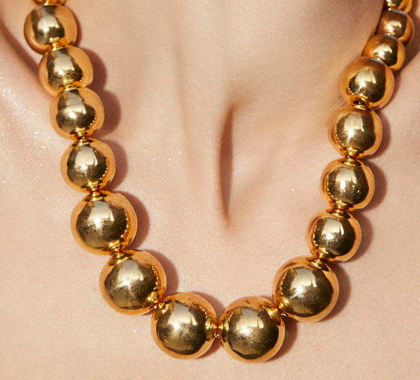 Statement Bead Necklace - Waterproof Gold