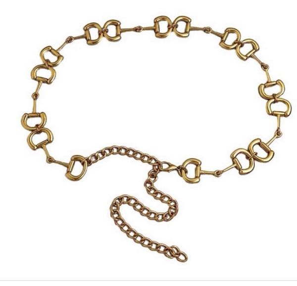 Equestrian Snaffle Bit Chain Belt- Vintage Gold- Waterproof